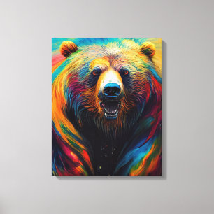 Beer Grizzly Dier Ontdekking Avontuur Natuur PLA Canvas Afdruk