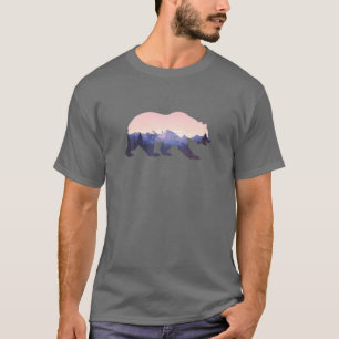 Beer Grizzly Mountains Animal Design Sunrise Natur T-shirt