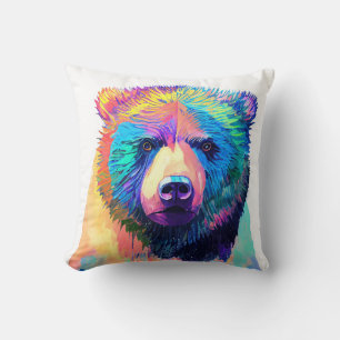 Beer Grizzly Wilde Natuur Dierlijke Kleuren Art Pa Kussen