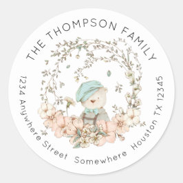  Beer Groen Bloemen Retourneren Naam Adres Ronde Sticker