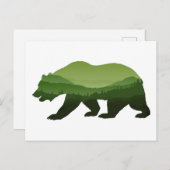 Beer groen bos dubbele belichting briefkaart (Voorkant / Achterkant)