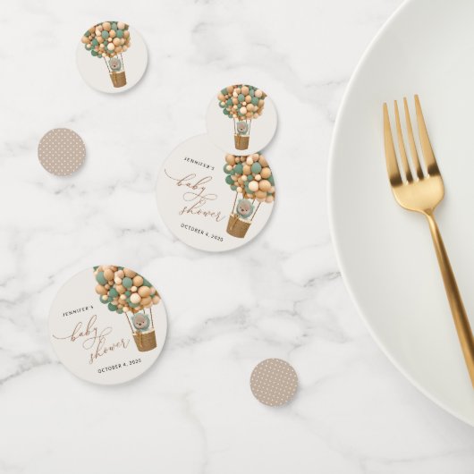 Beer, groene ballonnen, heteluchtballon, Baby show Confetti (Groep)