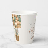 Beer, groene ballonnen, heteluchtballon, Baby show Papieren Bekers (Rechts)