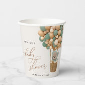 Beer, groene ballonnen, heteluchtballon, Baby show Papieren Bekers (Voorkant)