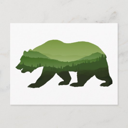 Beer groene bos dubbele belichting briefkaart (Voorkant)