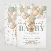 Beer Groene Hete Luchtballon Baby shower Kaart (Voorkant / Achterkant)