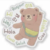Beer: Groetjes Illustratie Sticker (Voorkant)