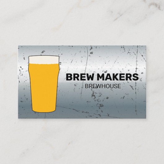 Beer | Grunge Scratch Metallic Background Visitekaartje (Voorkant)