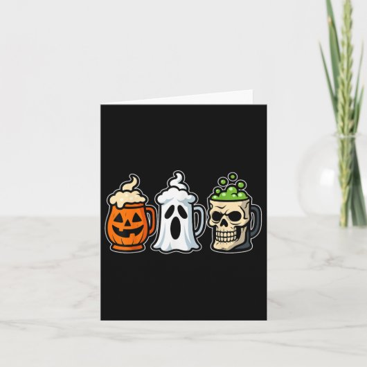 Beer Halloween Skeleton Pumpkin Ghost Drink Hum Kaart (Voorkant)