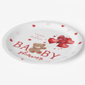 Beer Hartballonnen rood Baby shower Papieren Bordje (Gekanteld)
