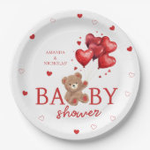 Beer Hartballonnen rood Baby shower Papieren Bordje (Voorkant)