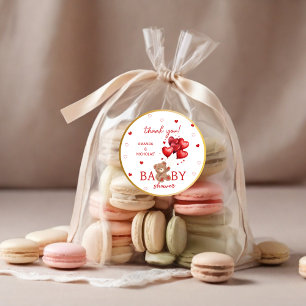 Beer Hartballonnen rood Baby shower Ronde Sticker