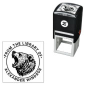 Beer Head Baring Teeth Library Boeknaam Zelfinktende Stempel (In situ)