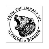 Beer Head Baring Teeth Library Boeknaam Zelfinktende Stempel (Design)