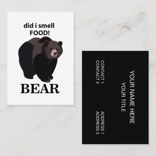 Beer heb ik voedsel geuren Grappig Beer Visitekaartje (Voorkant / Achterkant)