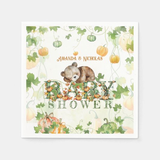 Beer Herfst Baby shower Servet (Voorkant)