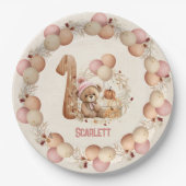 Beer Herfst Beary 1e Verjaardag Meisje Papier Bord (Voorkant)