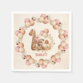 Beer Herfst Beary 1e Verjaardag Meisje Papieren se Servet (Voorkant)