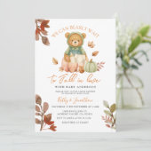 Beer Herfst in Liefde Pompoen Melkfles Baby shower Kaart (Staand voorkant)