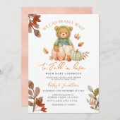 Beer Herfst in Liefde Pompoen Melkfles Baby shower Kaart (Voorkant / Achterkant)