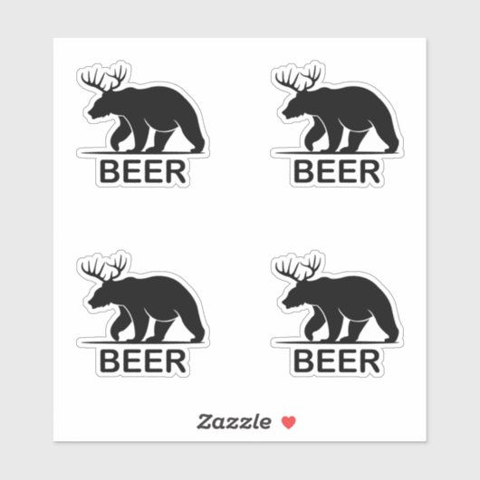 Beer hert maakt bier grappig dier sticker (Vel)
