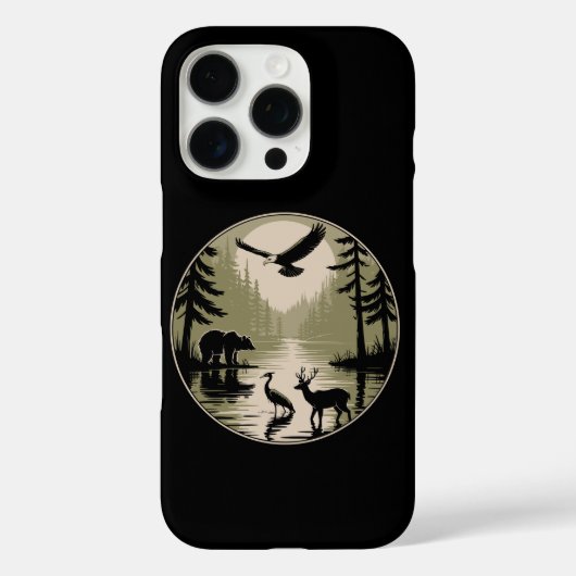 Beer Herten Arend Maan Bos Silhouet Case-Mate iPhone Case (Achterkant)