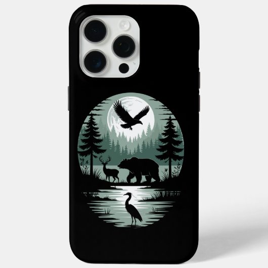 Beer Herten Arend Maan Bos Silhouet Case-Mate iPhone Case (Achterkant)