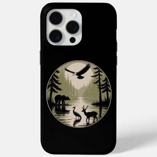 Beer Herten Arend Maan Bos Silhouet Case-Mate iPhone Case (Achterkant)