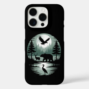 Beer Herten Arend Maan Bos Silhouet iPhone 16 Pro Hoesje