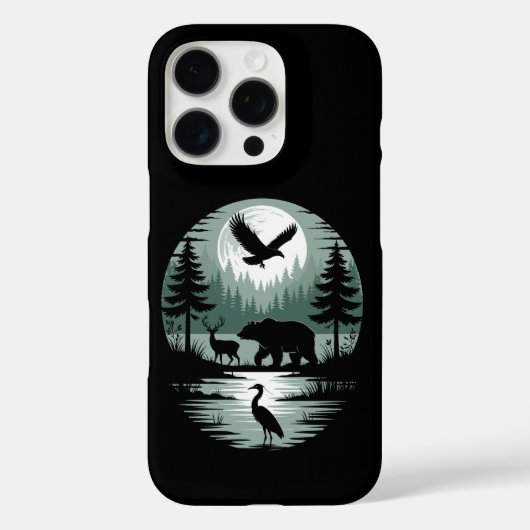 Beer Herten Arend Maan Bos Silhouet Case-Mate iPhone Case (Achterkant)