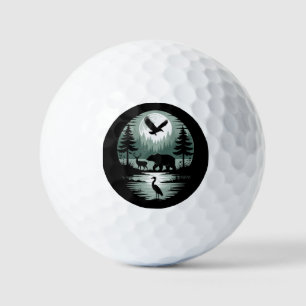 Beer Herten Arend Maan Bos Silhouet Golfballen