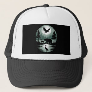 Beer Herten Arend Maan Bos Silhouet Trucker Pet