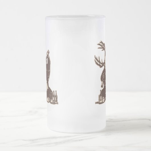 Beer, herten, dronken beer? matglas bierpul (Center)