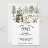 Beer Herten Forest Woodland Leuke Dieren Verjaarda Kaart (Voorkant)