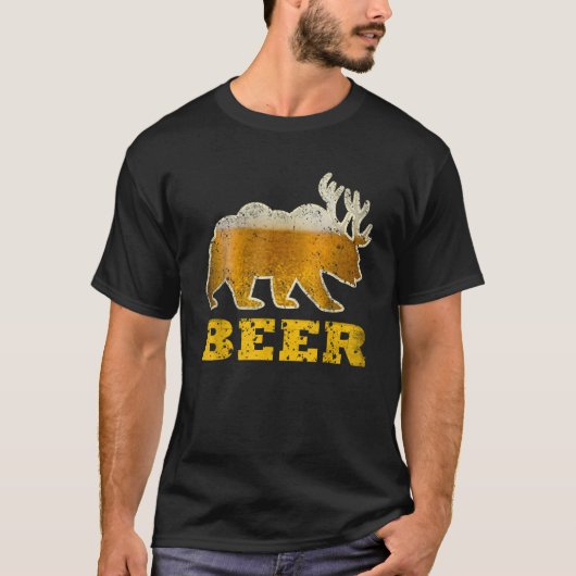 Beer Herten Grappige Retro Drink Bier T-shirt (Voorkant)