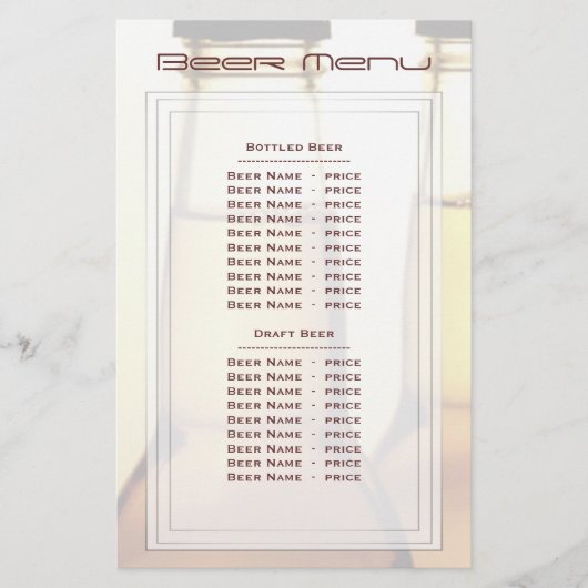 Beer het Beer Menu (Voorkant)