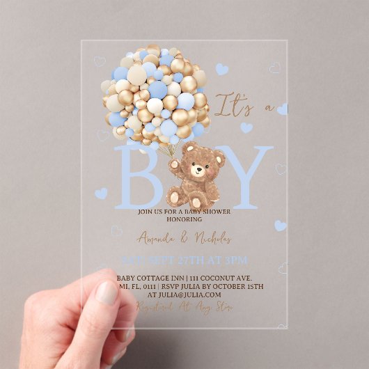Beer Het is een Boy Baby shower Acryl Uitnodigingen (Insitu (Draagbaar))