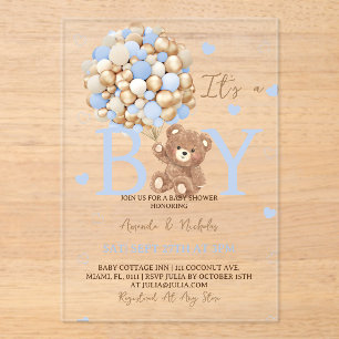 Beer Het is een jongen Baby Shower Acryl Uitnodigingen