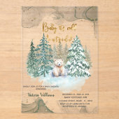 Beer Het is koud buiten Schattige Baby shower Acryl Uitnodigingen (Voorkant)