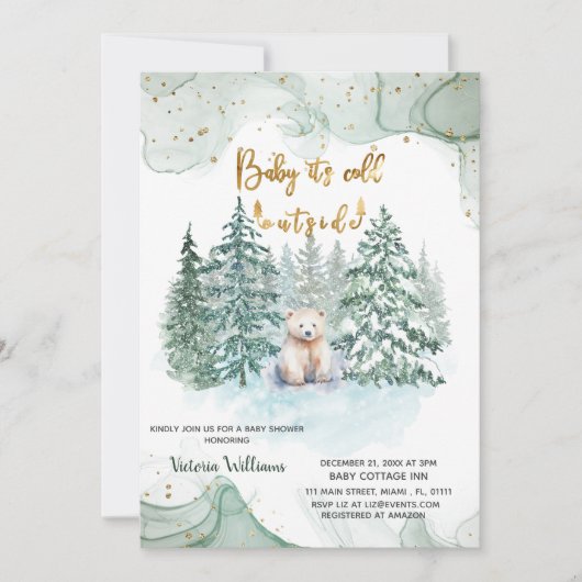 Beer Het is koud buiten Schattige Baby shower Kaart (Voorkant)