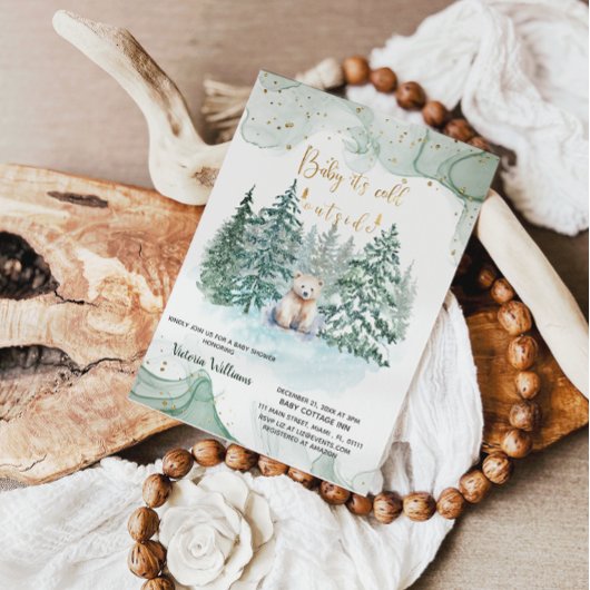 Beer Het is koud buiten Schattige Baby shower Kaart