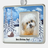 Beer het Malshi Winter WonderOrnament Verzilverd Omlijst Ornament (Links)