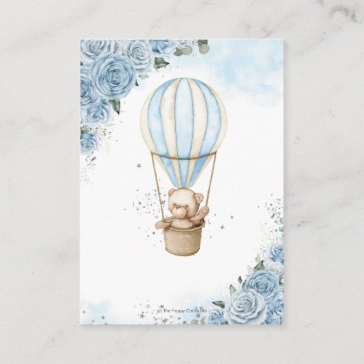 Beer Hete Luchtballon Blauwe Bloemen Boeken voor B Informatiekaartje (Achterkant)