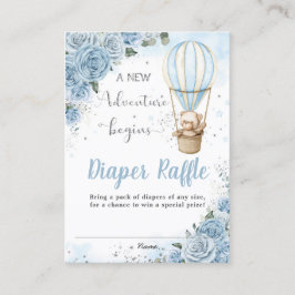Beer Hete Luchtballon Blauwe Floral Luier Raffle Visitekaartje