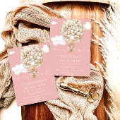 Beer Hete Luchtballon Roze Meisje Baby shower Kaart