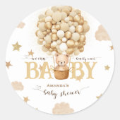 Beer Hete Luchtballonnen Beige Neutral Ronde Sticker (Voorkant)