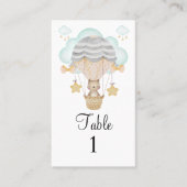 Beer heteluchtluchtballonnen blauw taperrafel plaatskaartje (Voorkant)