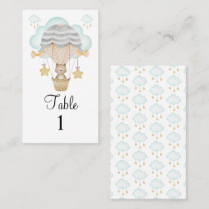 Beer heteluchtluchtballonnen blauw taperrafel plaatskaartje