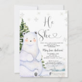 Beer Hij of Zij Evergreen Winter Gender Reveal Kaart (Voorkant)