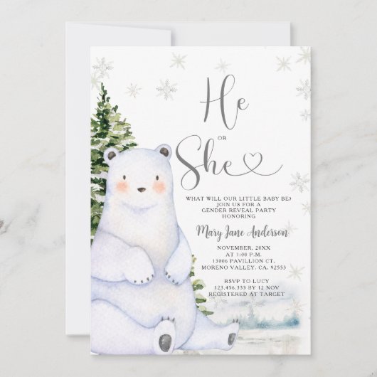 Beer Hij of Zij Evergreen Winter Gender Reveal Kaart (Voorkant)